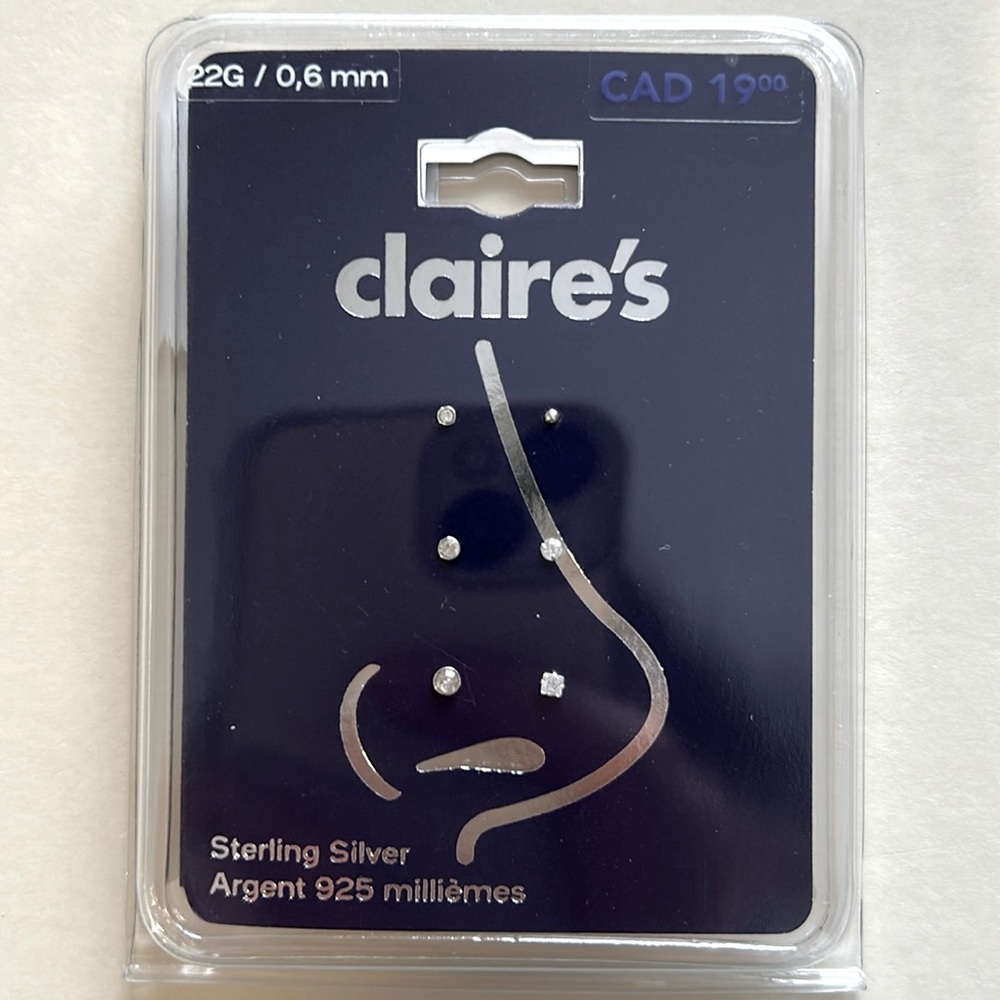 5 sterling silver nose studs